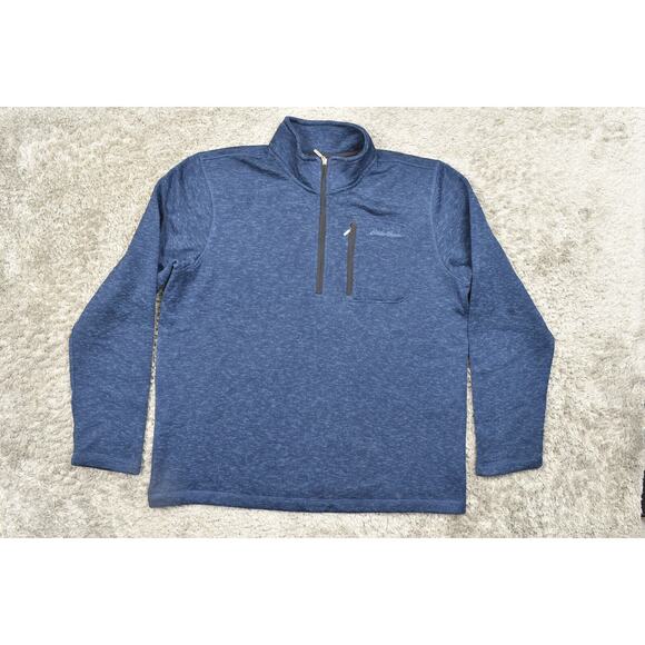Eddie Bauer 2XL Blue Pullover Sweater Polyester Fleece Chest Zip Pocket - Picture 2 of 8